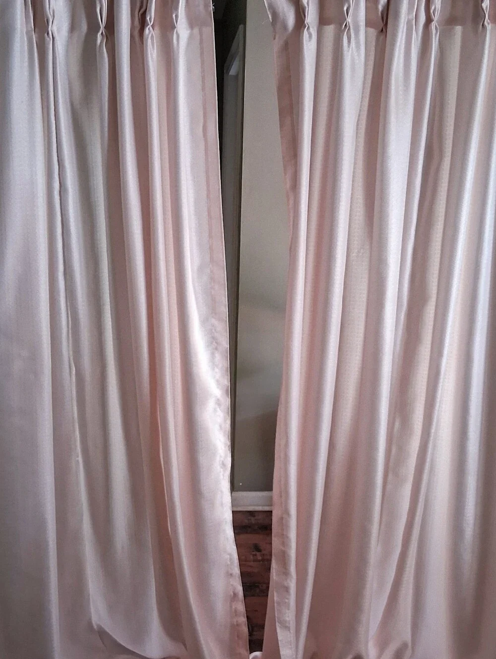 Mid Century Custom Triple Pinch Pleated Draperies - Light Pink - 2 Panels